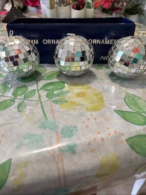 Silver Mirrored Disco Ball Ornaments - Unbranded
